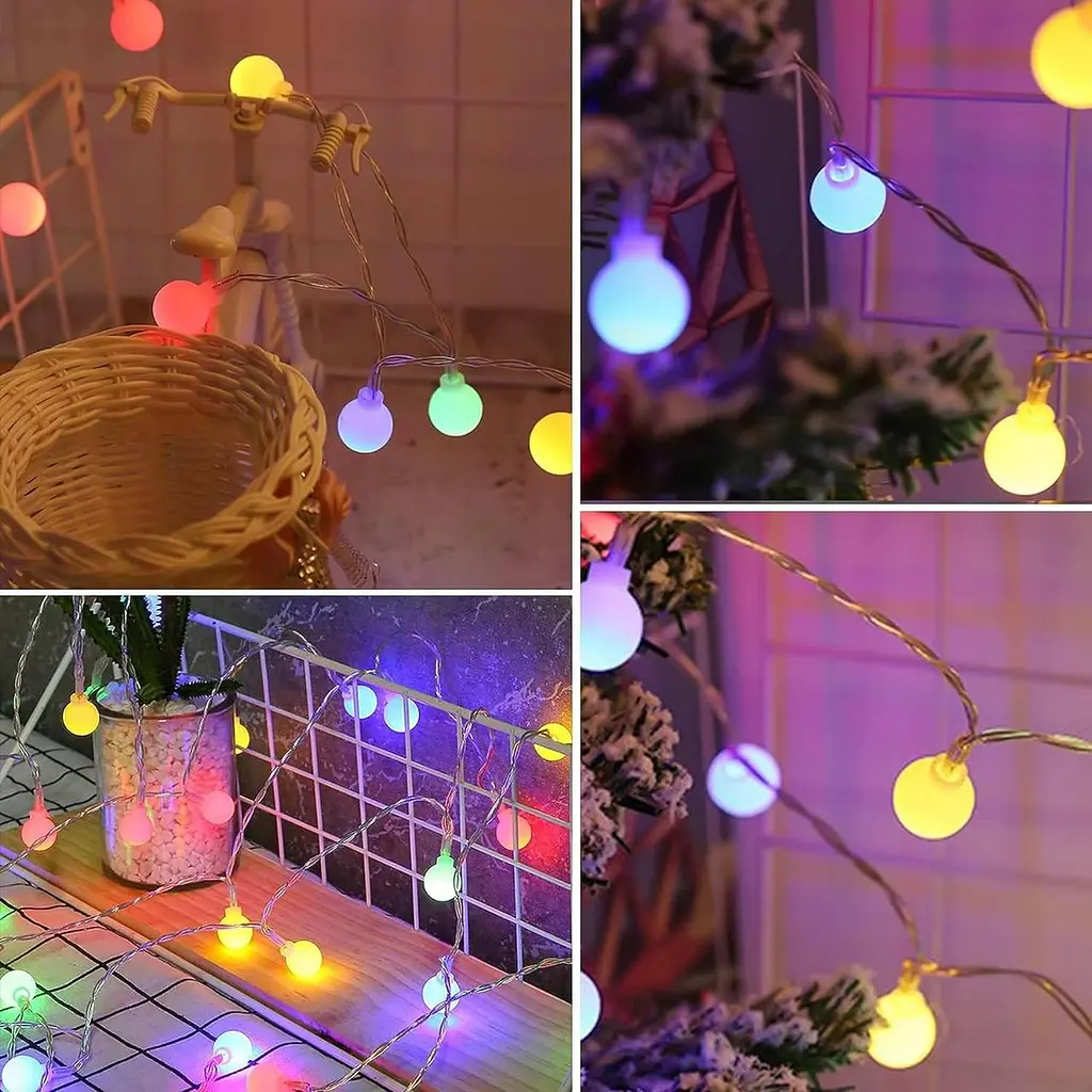 Гирлянда anorlite Fairy Lights Plug in Powered, 120LED 15M/49ft Globe String Lights, 8 режимов рождественских огней - фото 5