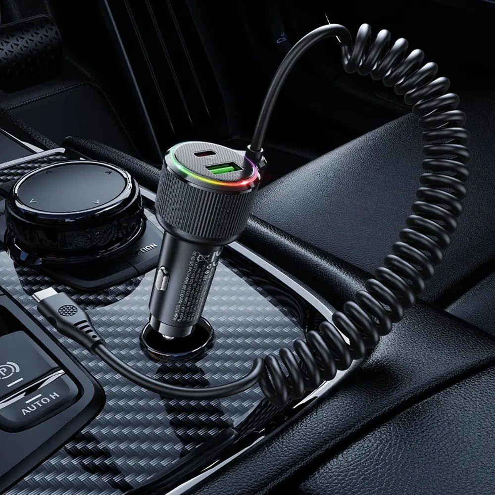 Автомобільний зарядний пристрій Hoco NZ17A USB/2 Type-C PD 50W з кабелем Type-C чорний - фото 2