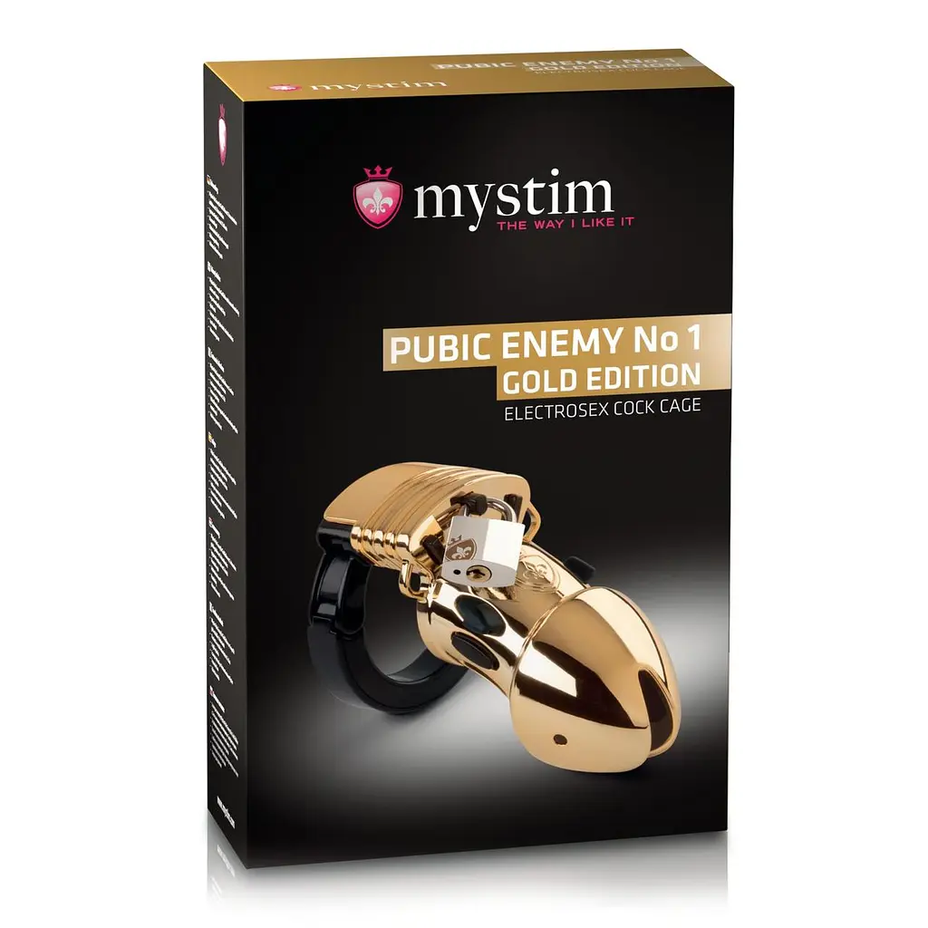 Клетка для члена с электростимуляцией Mystim Pubic Enemy No 1 - Gold Edition - фото 4