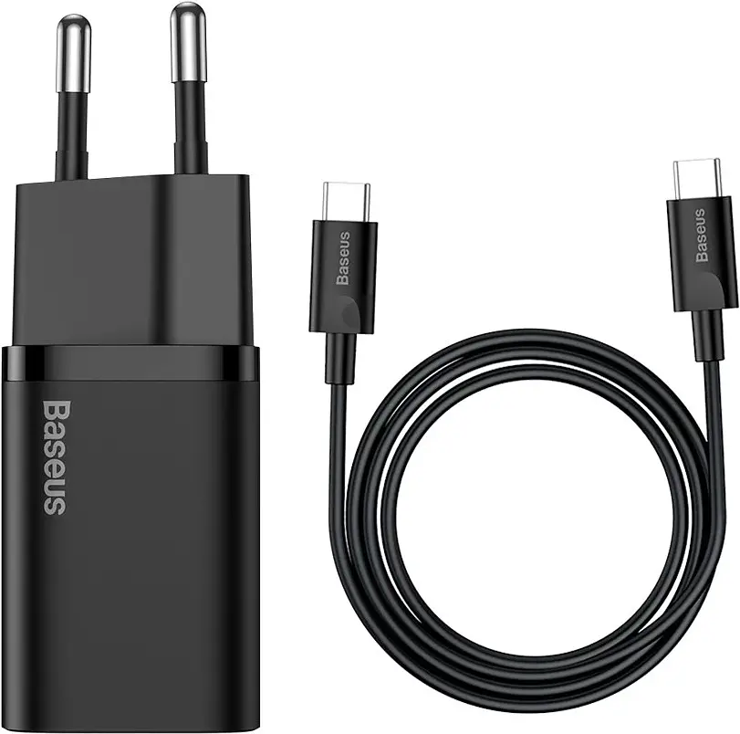 Мережевий зарядний пристрій Baseus Super Si 1C 25W EU Set with Type-C to Type-C black (TZCCSUP-L01) - фото 5