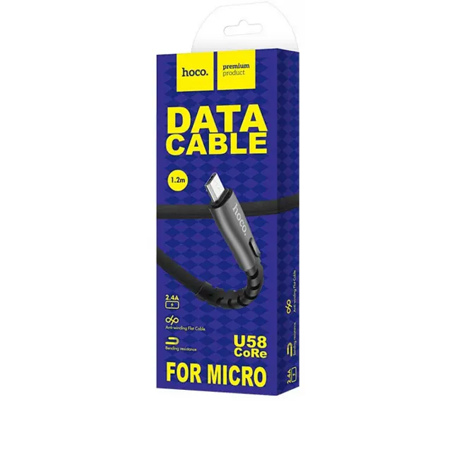 Кабель Hoco U58 Pisces Cable USB to MicroUSB 2,4A 1,2m Black - фото 2