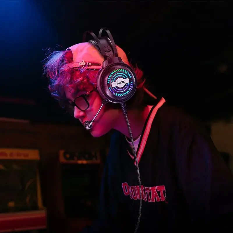 Hаушники игровые Hoco W101 Streamer gaming headphones LED подсветка - фото 5