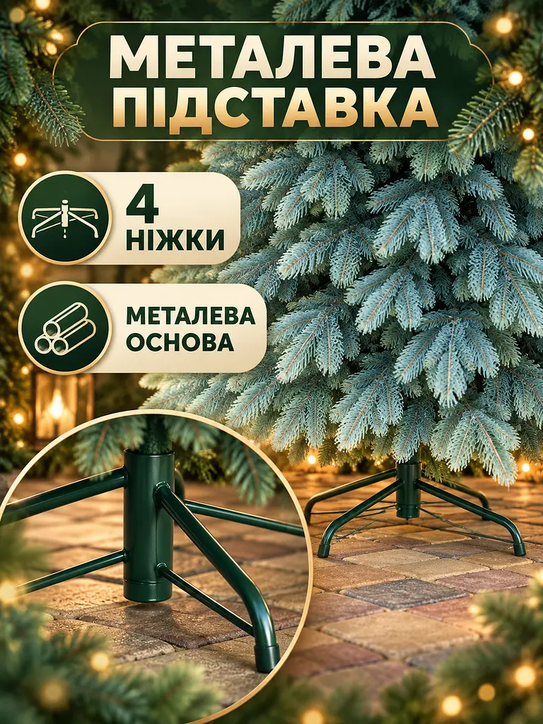 Лита штучна ялинка YaLINKA ШБ18 Бескиди 180 см на металевій підставці, блакитна (49676461) - фото 5