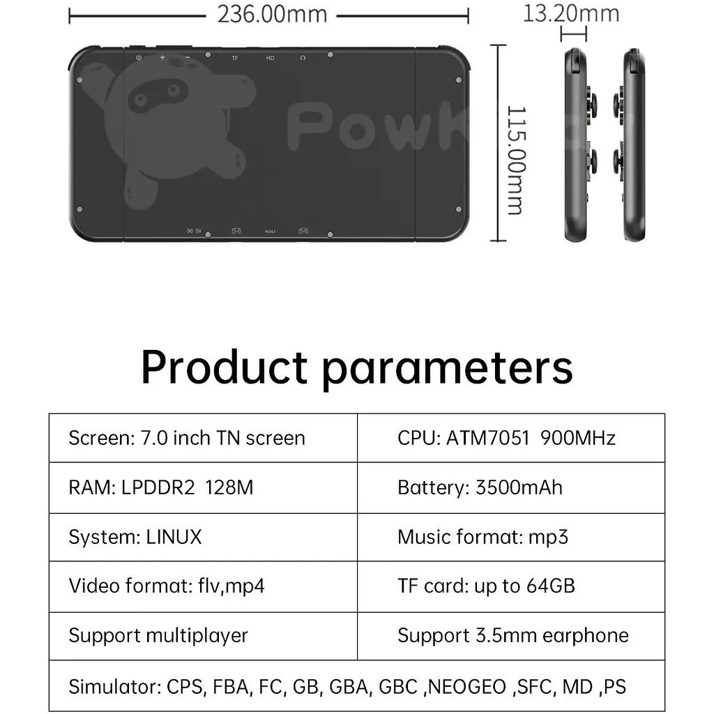 Ігрова приставка XPRO PSP 70 портативна ігрова консоль з 32GB пам'яті для 3500 ігор на процесорі сімейства Ipad A9 з екраном 7 дюймів  - фото 5