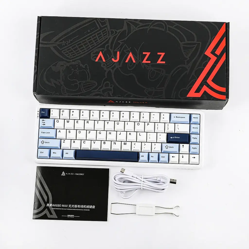 Ігрова дротова магнітна клавіатура AJAZZ AK680 MAX / RGB / Magnetic Switch / 8К / White Blue - фото 8