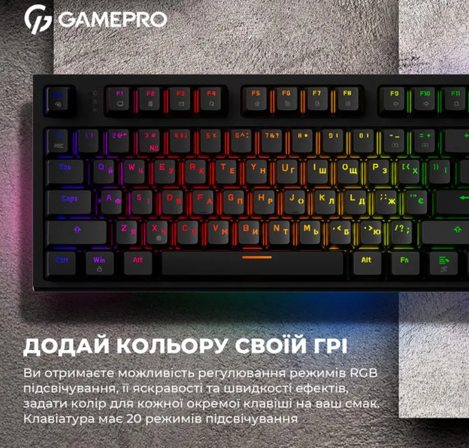 Клавіатура ігрова механічна GamePro GPMK-18 Red Swich Hot-Swap TKL RGB Black - фото 10