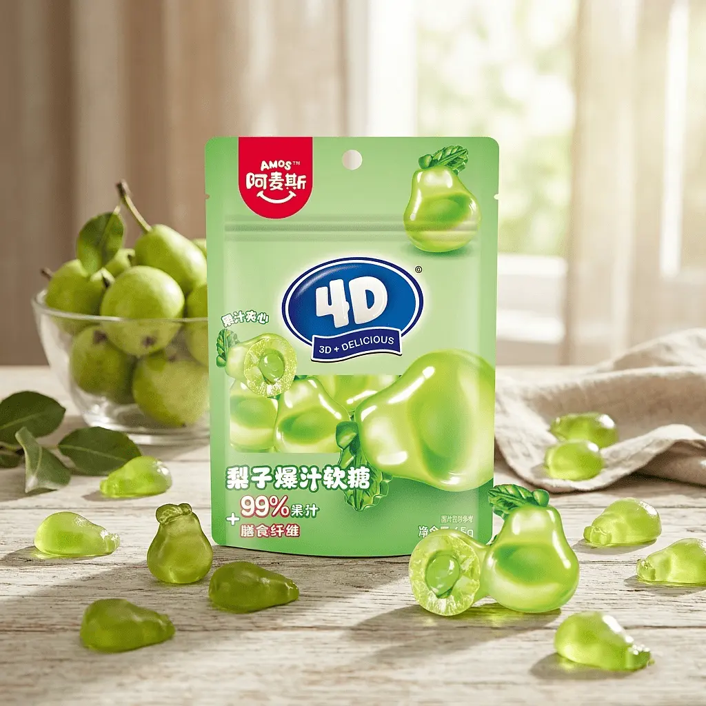 Жувальні цукерки Amos 4D Pear Jelly Gummy Candy 65г - фото 3