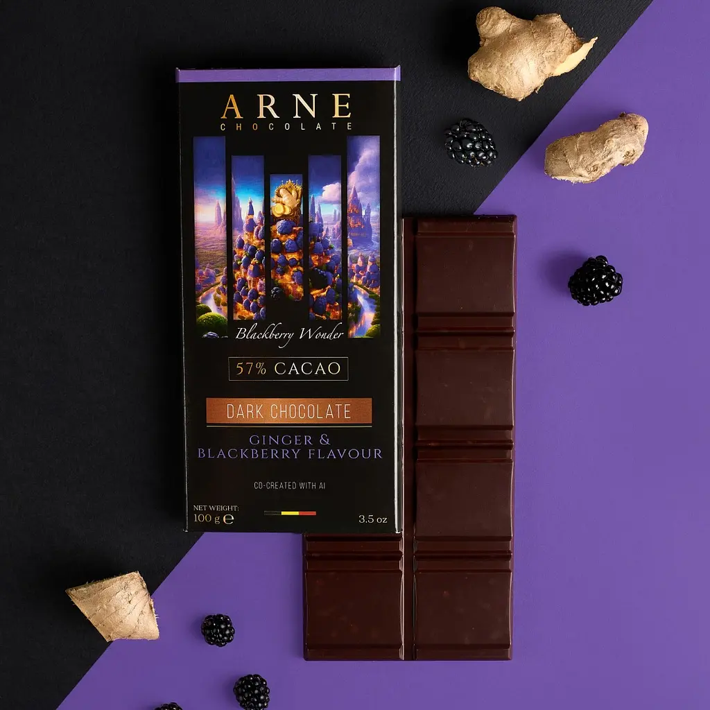 Шоколад черный Arne 57% с имбирем и ежевикой 100 г - фото 5