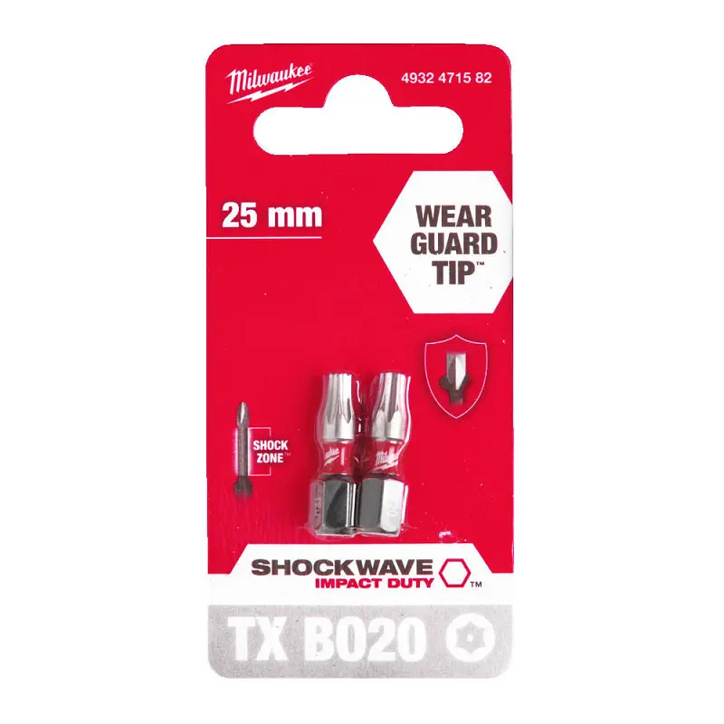 Біта SHOCKWAVE MILWAUKEE, TX BO20, 25мм, (2 шт) - фото 2