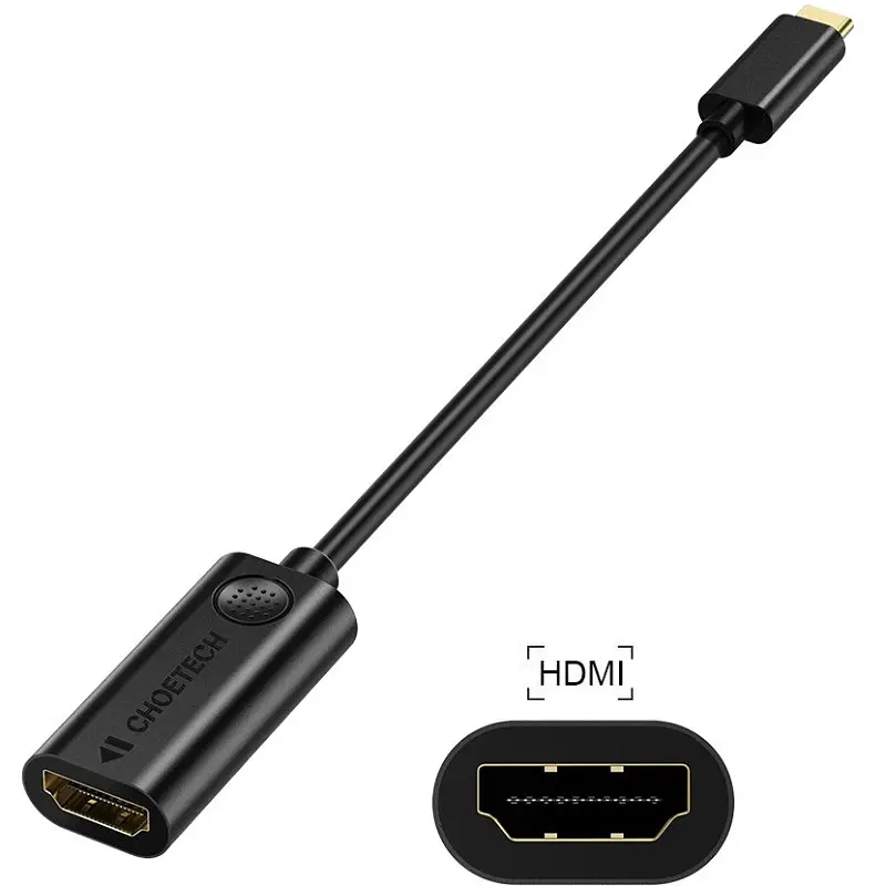Перехідник USB 3.1 Type-C M - HDMI F, 0,15m 4K 60Hz Choetech чорний - фото 2