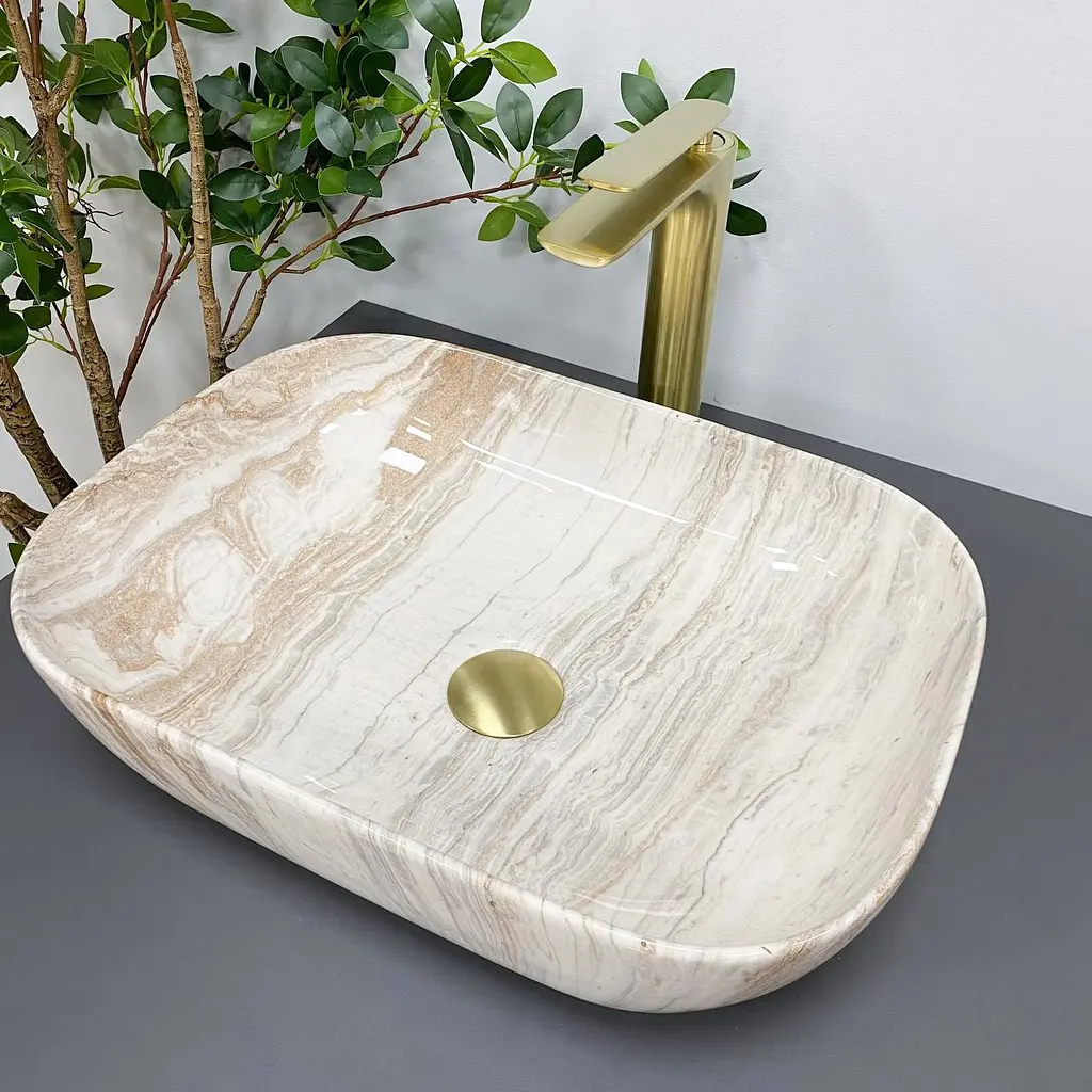 Умивальник VBI Ravenna travertine glossy накладний VBI-011204 - фото 4