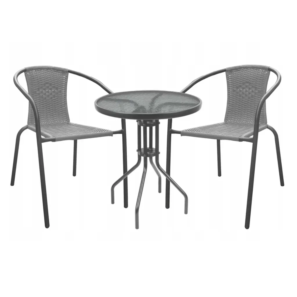 Садові меблі Chomik BISTRO стіл та 2 стільці сірий - фото 3