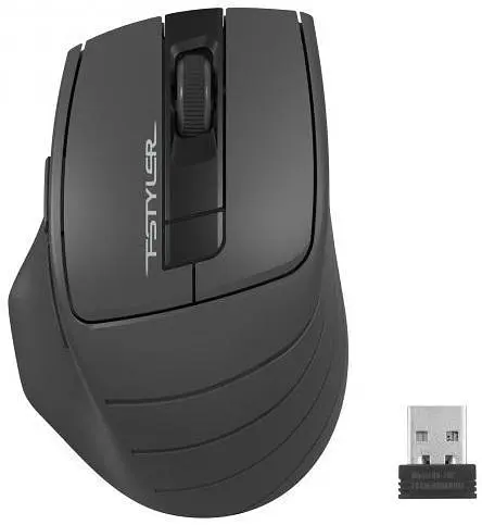Миша A4Tech Fstyler FG30S, сірий, USB, бездротова, оптична, безшумна, 1000/1600/2000 dpi, 125 Hz, 6 кнопок, 1xAA
