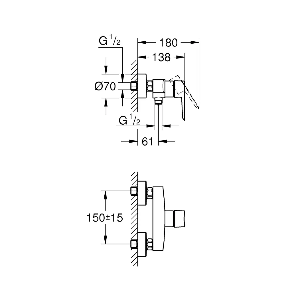 Змішувач для душу Grohe QuickFix Start 322792432, Чорний матовий - фото 2