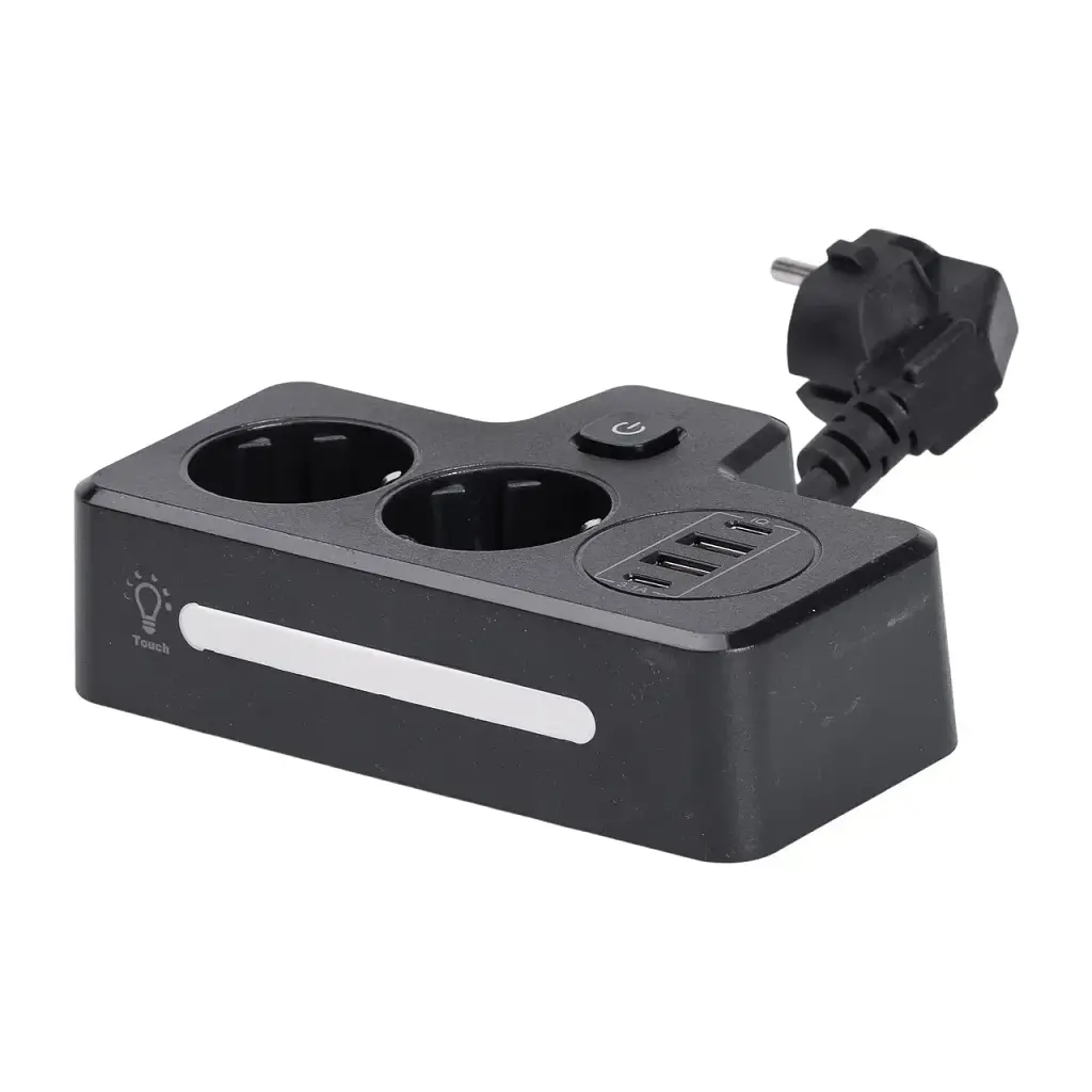 Сетевой фильтр-разветвитель Yiwu HP-5-18 SNAILS BKL-502 EU на 2 розетки LED 4 USB черный  - фото 5