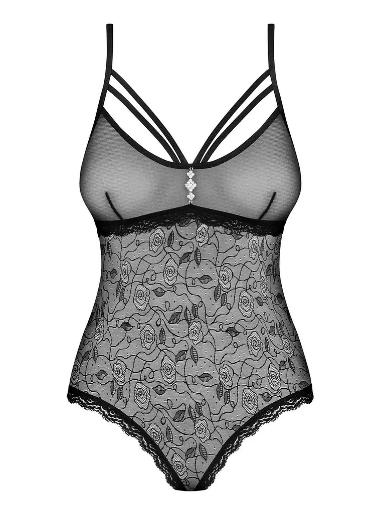 Еротичне боді Obsessive 818-TED-1 з вишивкою 2XL чорний - фото 4