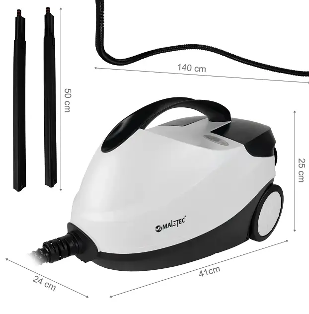 Пароочисник MalTec HDS7000W-PRO, 2000 Вт, 4 бар, 1,6 л, регулювання пари, набір насадок, без хімії - фото 2
