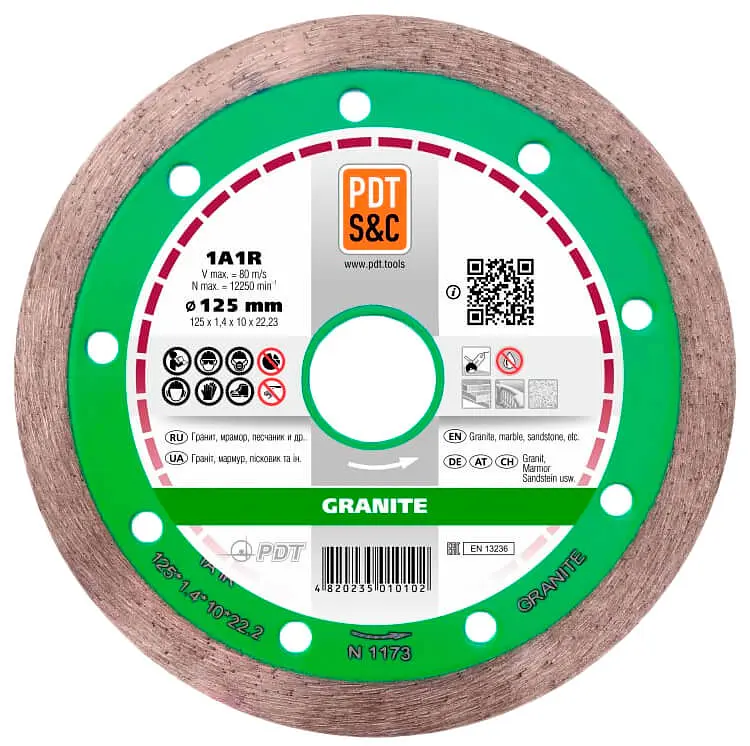 Алмазний круг по граніту PDT Granite 1A1R 125х1,4х10х22,2 мм