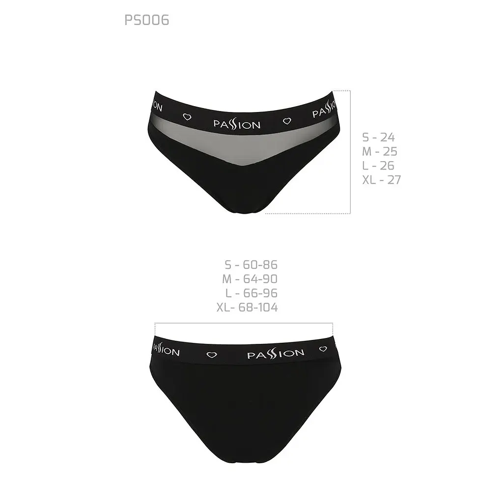 Трусики з прозорою вставкою Passion PS006 PANTIES L, black - фото 6