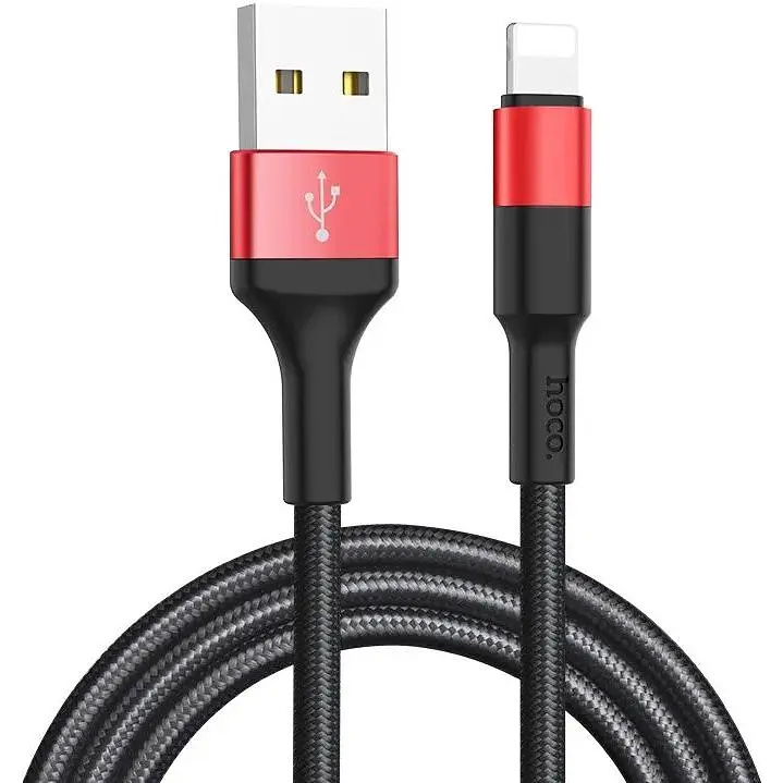 Кабель Hoco X26 Xpress Lightning 1m black red - фото 3