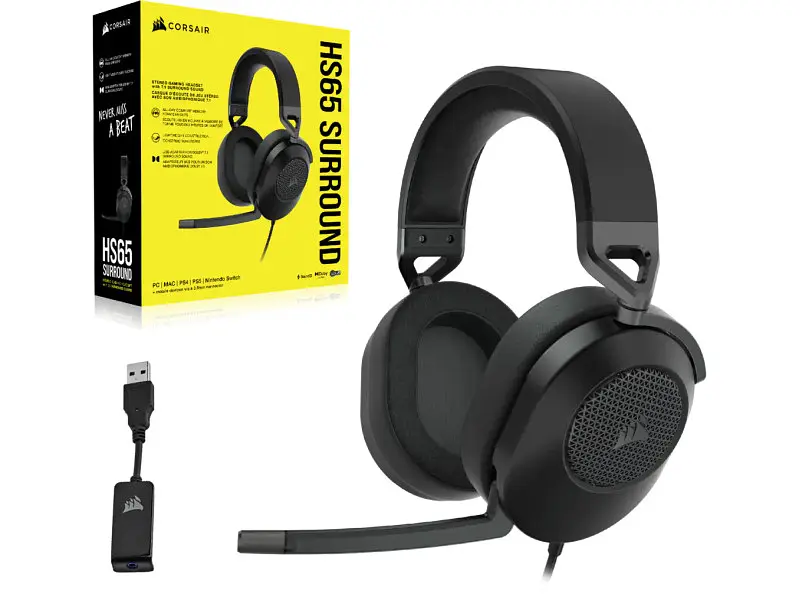 Навушники з мікрофоном Corsair HS65 Surround Carbon (CA-9011270) - фото 2