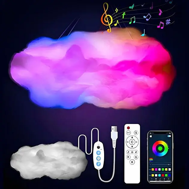 Світильник-хмара DIY Cloud Atmosphere Light - підвісна LED лампа світильник нічник хмара з RGB підсвіткою - фото 6