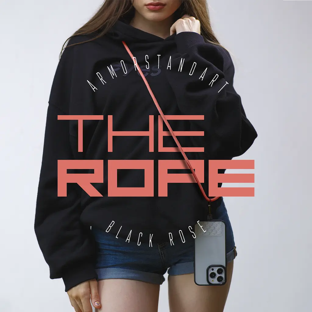 Універсальний ремінець-шнурок для смартфона, Rope, black rose, нейлоновий, міцний, регульований по довжині, з тримачем для чохлів з вирізом для зарядки, кросбоді, підходить для носіння на шиї та через плече, ArmorStandart (ARM86563) - фото 3