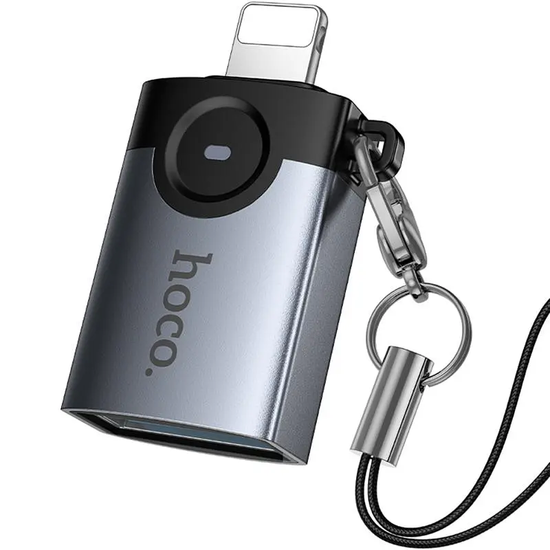 Перехідник Hoco UA46 Lightning Male to USB Female USB2.0 Metal gray - фото 4
