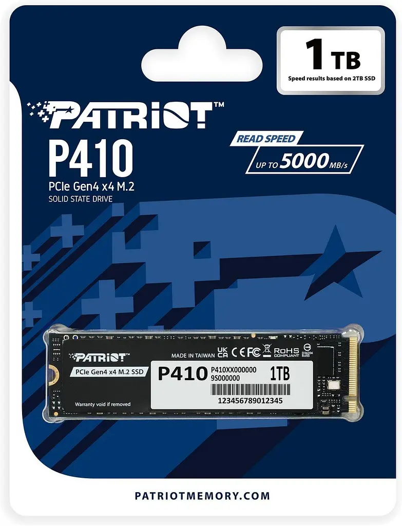 Накопичувач SSD 1TB Patriot P410 M.2 2280 PCIe NVMe 4.0 x4 TLC (P410P1TBM28H) - фото 4