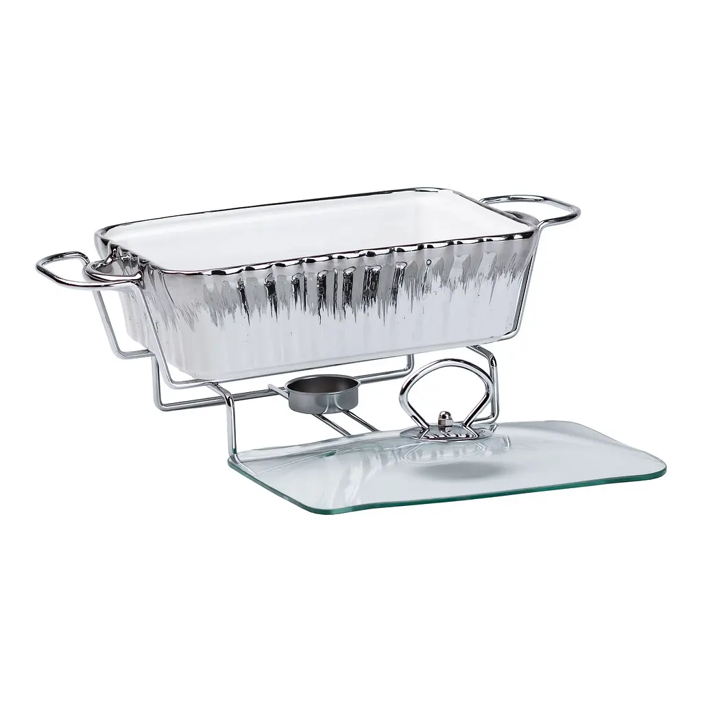 Мармит прямоугольный 1 литр с подогревом для вторых блюд Серебристый Yiwu HP1019 - фото 3