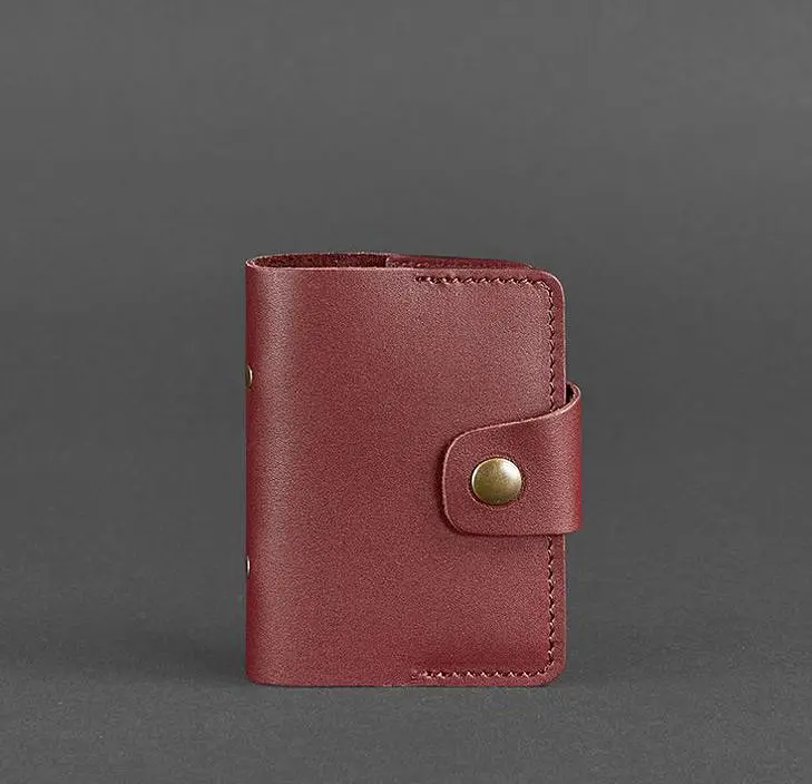 Жіночий шкіряний кард-кейс 7.1 (Книжечка) бордовий - фото 6