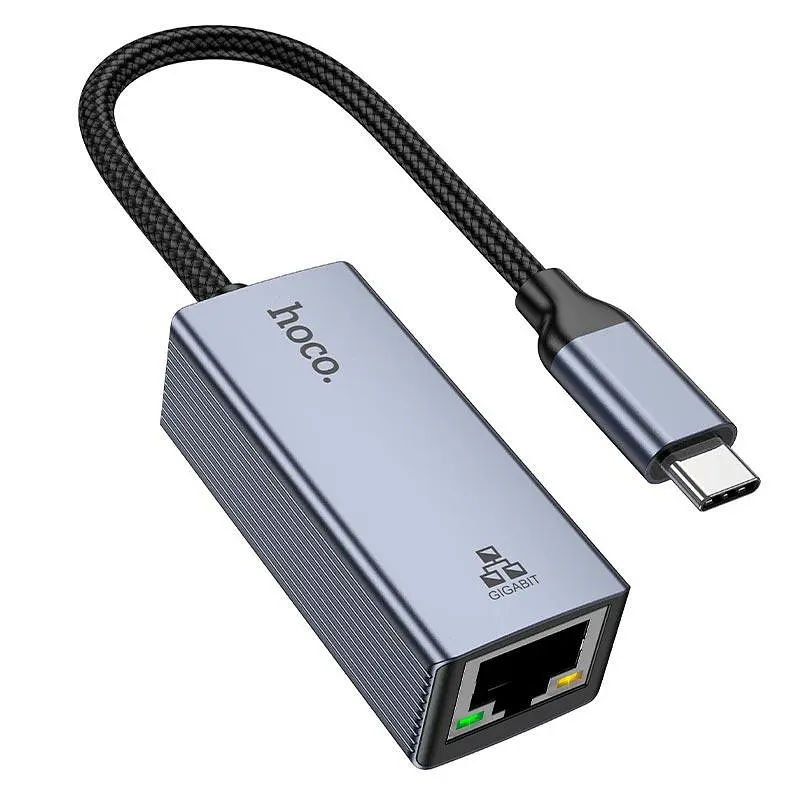 Интернет-адаптер Hoco UA37 1000 Мбит/с Type-C to RJ45 сетевая карта внешняя гигабитная - фото 2