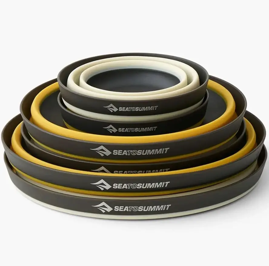 Набір посуду Sea to Summit Frontier UL Collapsible Dinnerware Set, на 2 особи (4 миски + 2 чашки) Чорний-Жовтий - фото 2