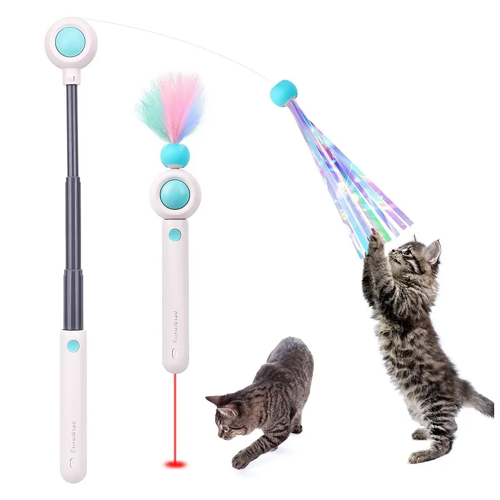 Іграшка для котів Petgravity Інтерактивна висувна вудочка з лазером блакитна (PG-CT053B) - фото 3