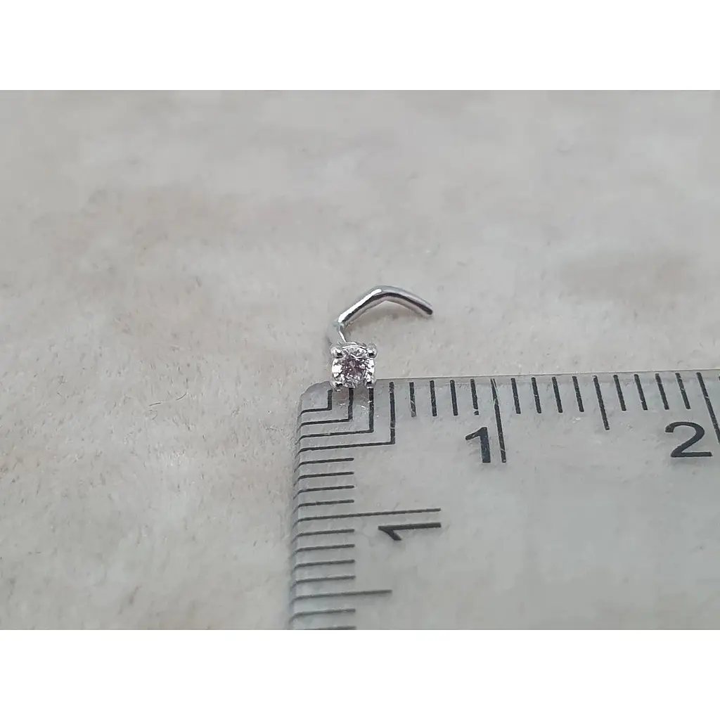 Золота сережка-пірсинг Ювелірне виробництво А. Долина в ніс з фіанітом. 140001Б - фото 5