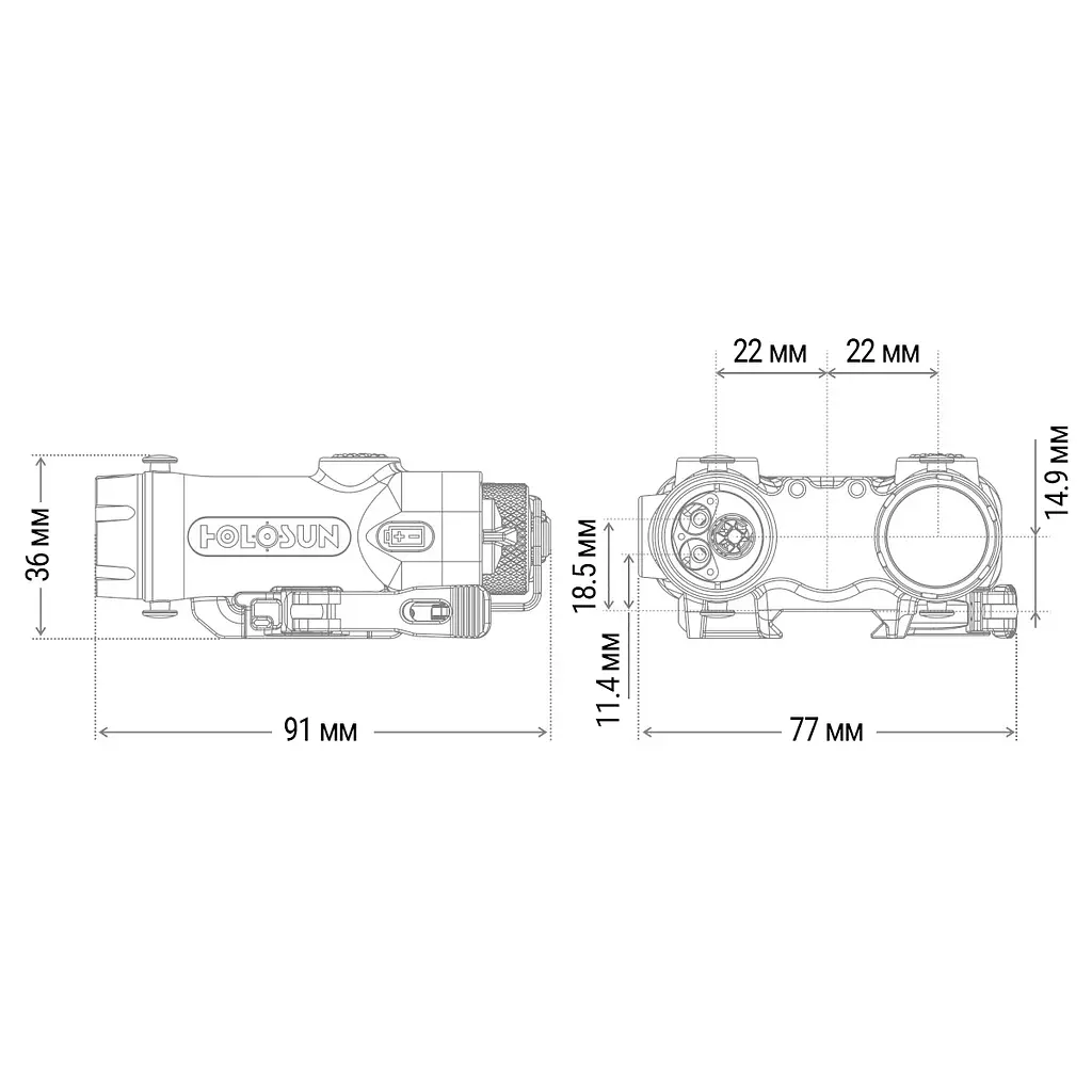 Цілевказівник (тактичний блок) HOLOSUN LE420-RD (LE420R) Red & IR / White & IR illuminator - фото 8