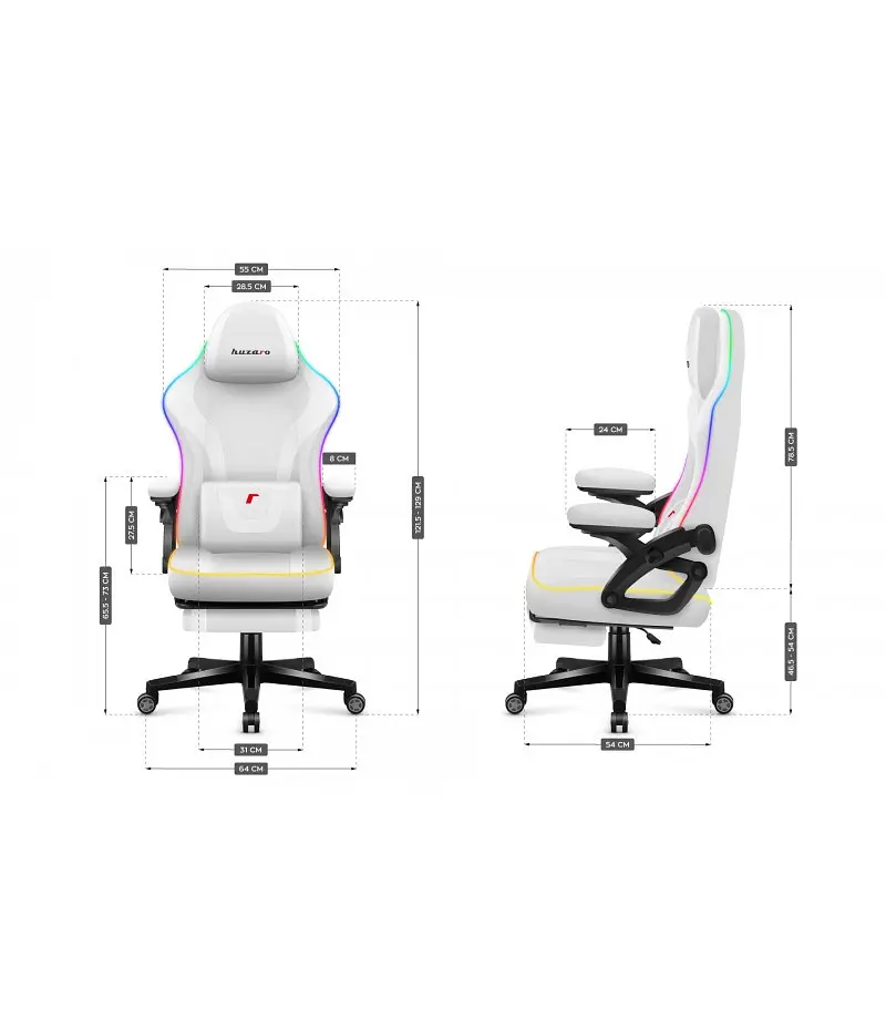 Компьютерное кресло Huzaro Force 4.6 White RGB ткань - фото 10