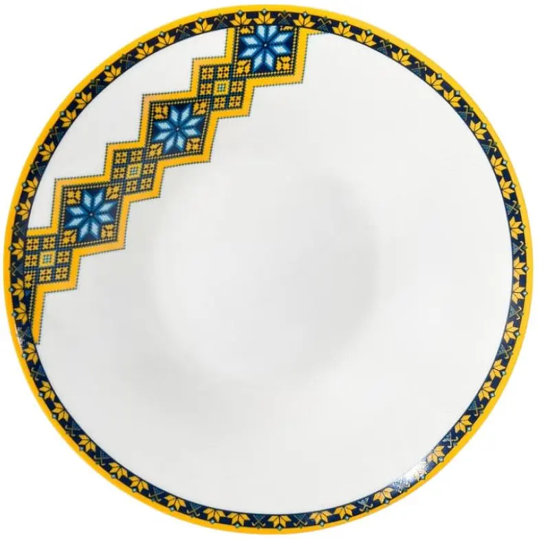 Тарілка супова S&T Вишиванка жовто-блакитний ромб (30003-006) - фото 2