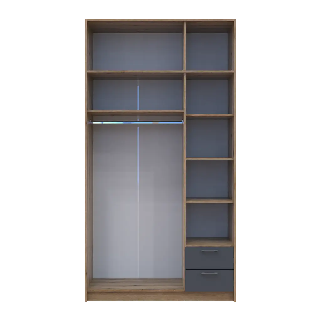 Шафа для одягу Doros Ронді з антроселей і дзеркалом Дуб Артизан/Графіт 3ДСП 121х52х236 (80737820) - фото 5