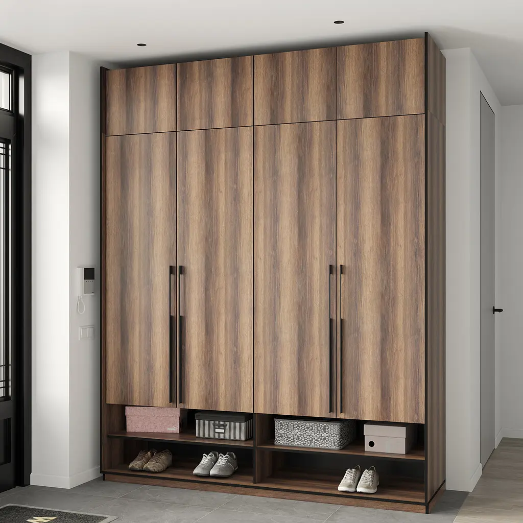 Шафа для одягу Flamecame з поличками та штангою на 4 двері у передпокій FR-09 Кверкус - фото 3