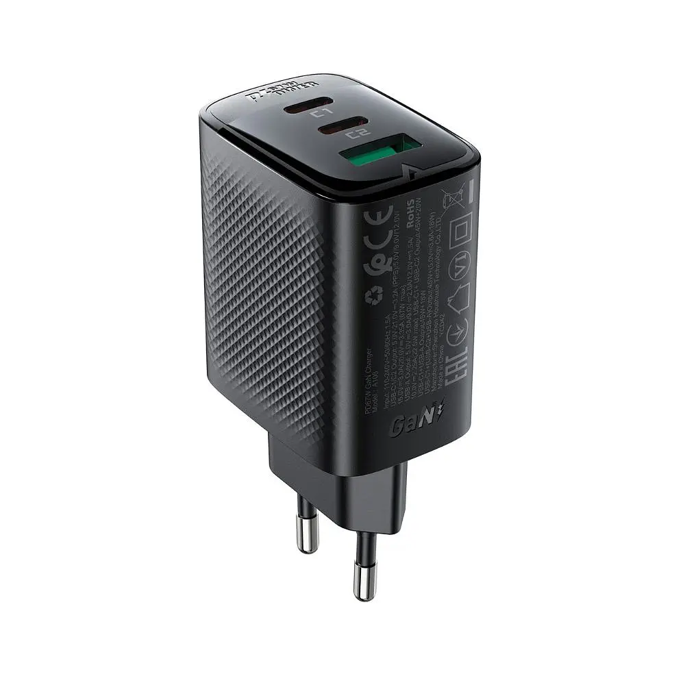 Мережевий зарядний пристрій ACEFAST A108 PD67W GaN (2*USB-C+USB-A) charger Black (6974316284048) - фото 5