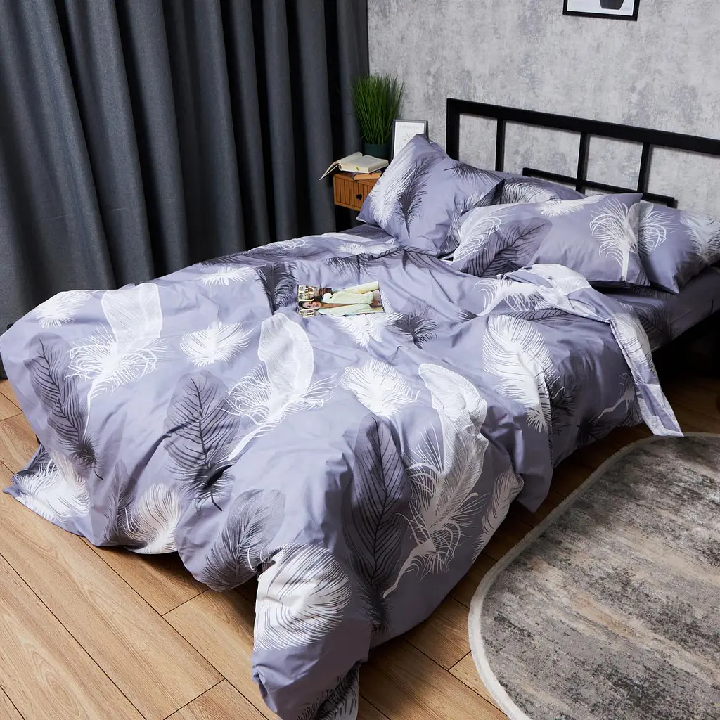 Комплект постільної білизни Moon&Star Бязь Gold Люкс Soft Plumes King Size 220x240 наволочки 2х40х60 - фото 5