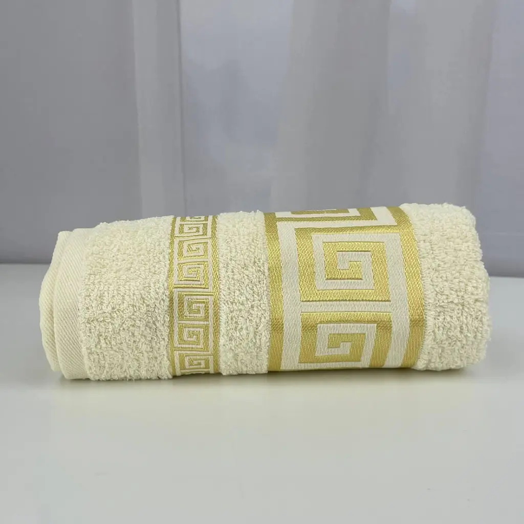 Рушник для обличчя махровий Febo Vip Cotton Grek Туреччина 6388 молочний 50х90 см - фото 3