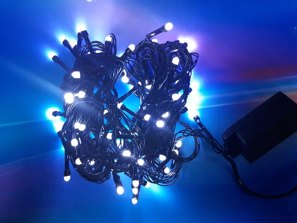 (080101) Гірлянда 100 led маленька лінза 4мм white (чорний провід) 7 метрів - фото 2