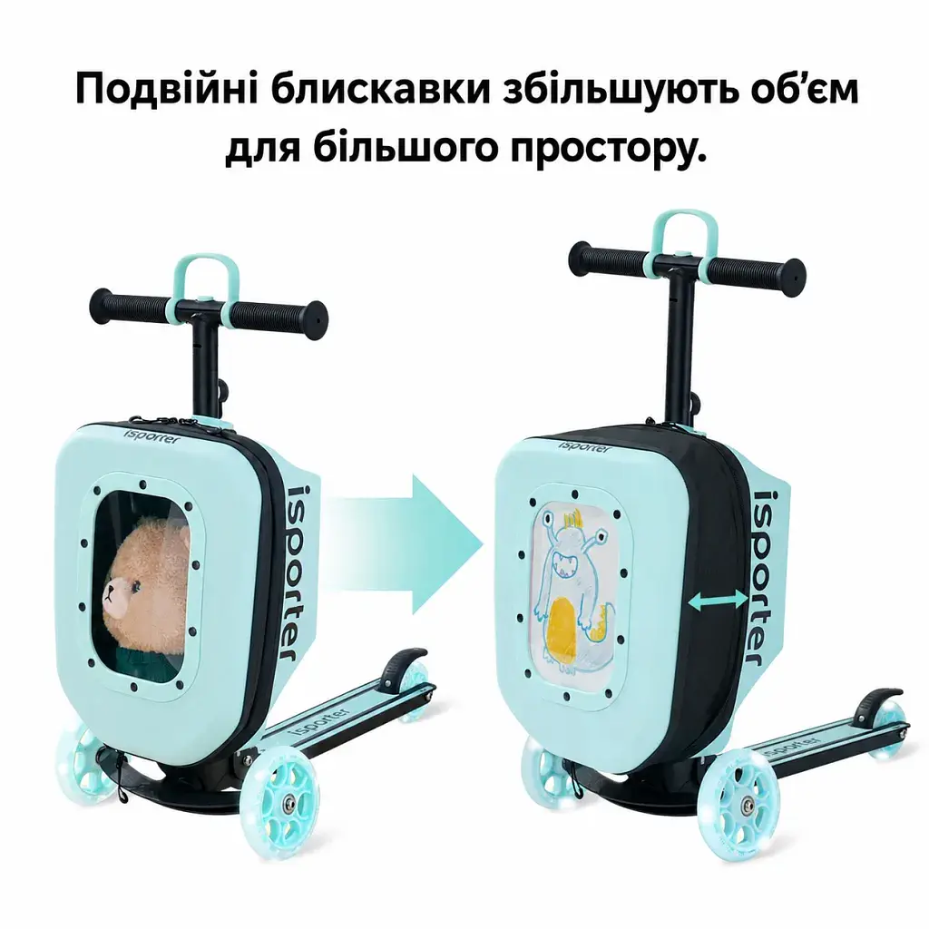 Самокат iSporter Travel 2в1 з валізою м'ятний (K3_Mint) - фото 4