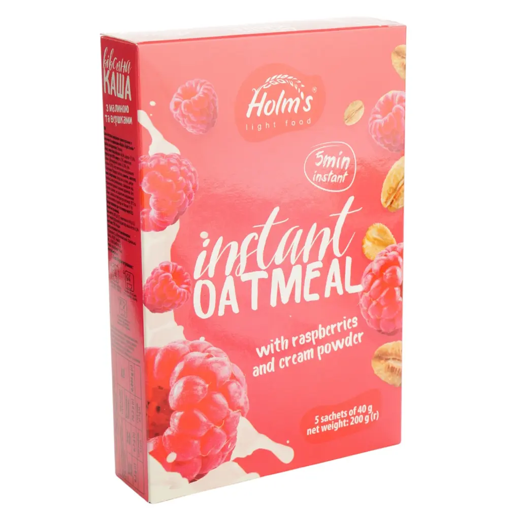 Каша овсяная Holm's light food с малиной и сливками 200 г - фото 4