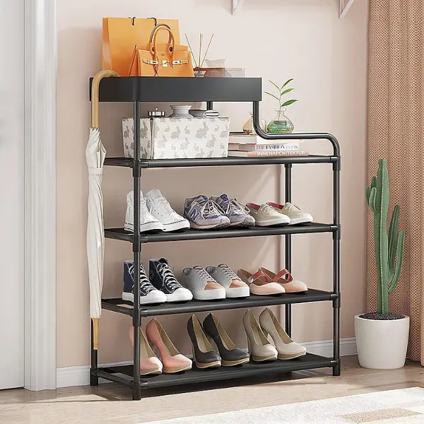 Полиця для взуття Stenson 4 яруси 59x21.5x83 см чорна (35966) - фото 2