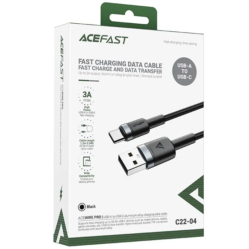 Дата кабель Acefast C22-04 USB to Type-C 60W (1.2m) Black - фото 2