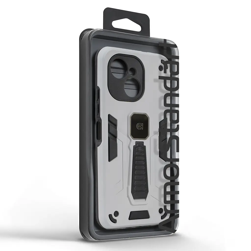 Чехол для TECNO Spark 40C 4G, Proover, серый, с подставкой и магнитом, противоударный, ударопрочный, бронированный, панель-накладка, защита всего корпуса, термополиуретан (TPU) + поликарбонат (PC), ArmorStandart (ARM87284) - фото 3