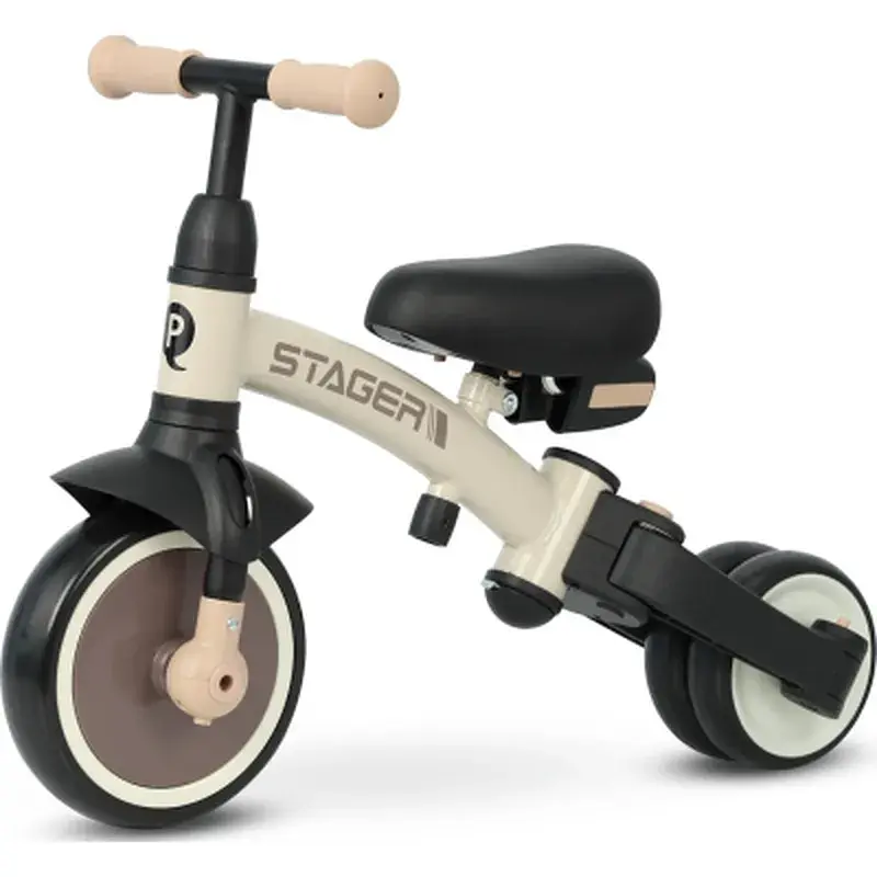 Дитячий велосипед Qplay Stager 3 в 1 з ручкою, біговел, Beige-Brown (T80STAGERBeigeBrown) - фото 3